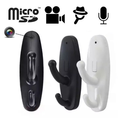 2 In 1   1080p Mini Hanger Hook Spy Camera - Dvr Motion Detection - White & Black