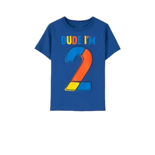 Boys Dude  I Am 2 - 2nd Birthday Number Tshirt - Blue And Orange - 2 Years