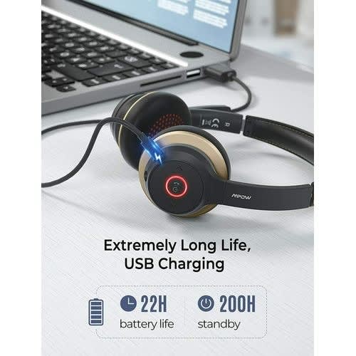 Hc5 V5.0 Bluetooth Headset With Dual Mic - 22hrs Talk Time With For Call Center