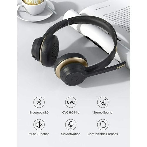 Hc5 V5.0 Bluetooth Headset With Dual Mic - 22hrs Talk Time With For Call Center