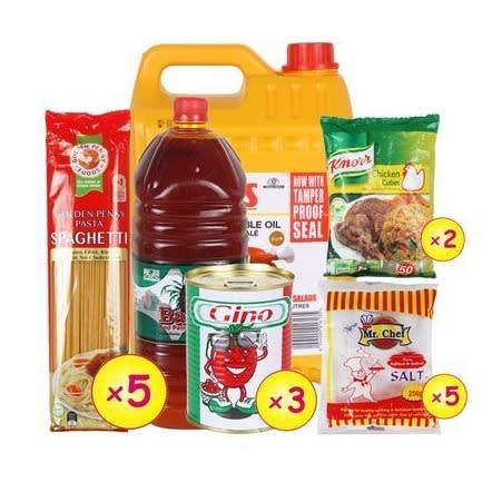Kings Vegetable Oil, Palm Oil, Spaghetti, Gino Tomato Knorr Chicken Cubes & Salt Bundle