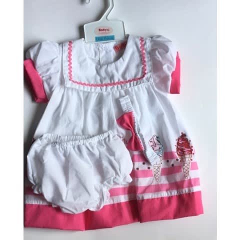 3pcs Cotton White Cape Baby Dress