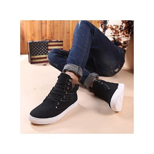 Men's High Top Casual Sneakers - Black