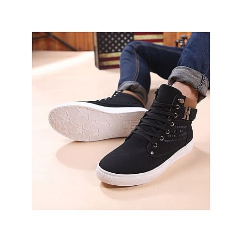 Men's High Top Casual Sneakers - Black