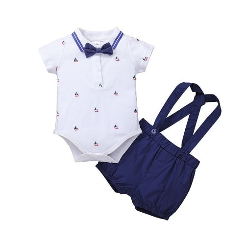 Boy's Shirt & Short With Suspenders