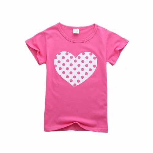 Girls Polka Dot Hear Tee - Pink