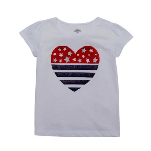 Toddler Girls' Top Heart Girl T-shirt - White