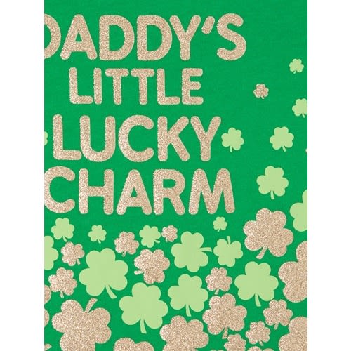 Girl's Glitters Daddy Lucky Charm Graphic Top - Green