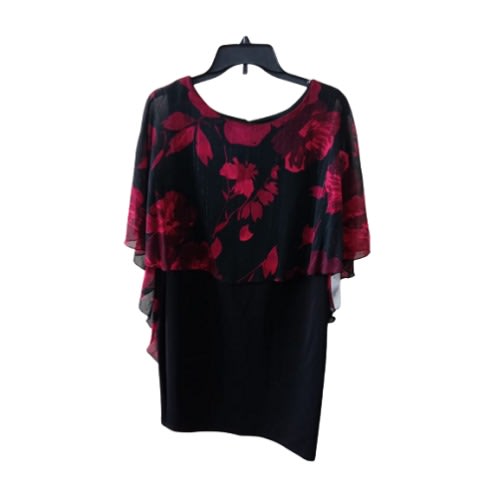 Dress- Red- Black Cape- Over Dress