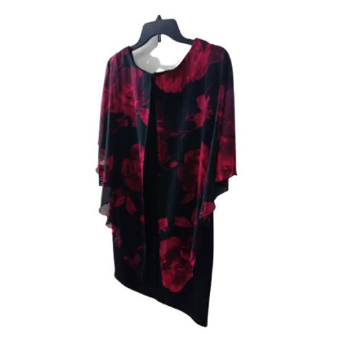 Dress- Red- Black Cape- Over Dress