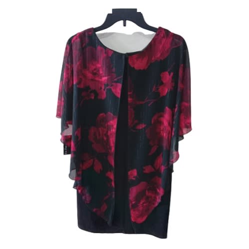 Dress- Red- Black Cape- Over Dress