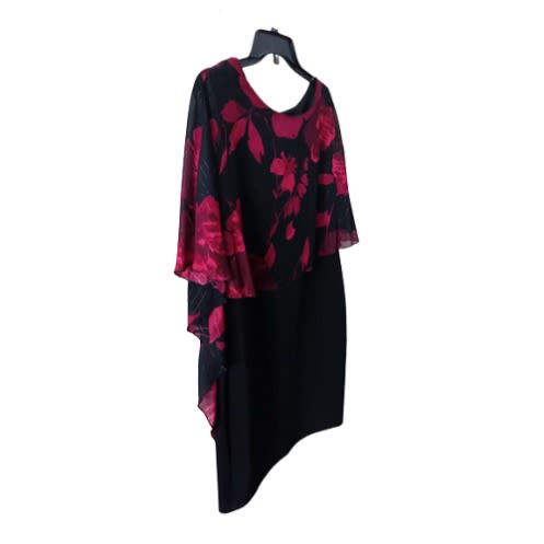 Dress- Red- Black Cape- Over Dress