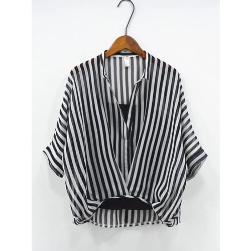 Half Sleeve Loose V-Neck Blouse - 2pieces