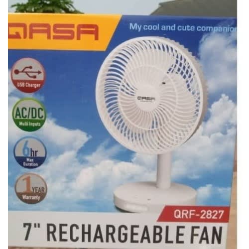 7" Ergonomic Design Rechargeable Fan Qrf-2827 - 12w