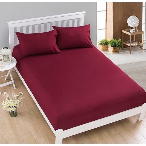 Plain Cotton Bedsheet & Pillowcases - Burgundy