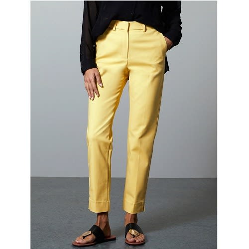 Modal Blend Slim Leg Ankle Grazer Trousers - Plus Size - Pale-gold