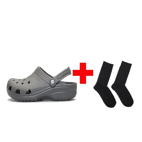 Grey Crock With Black Socks