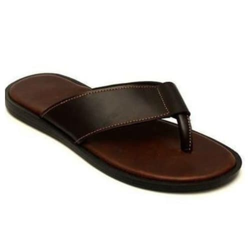 Men's Simple Style Leather Slippers - Brown