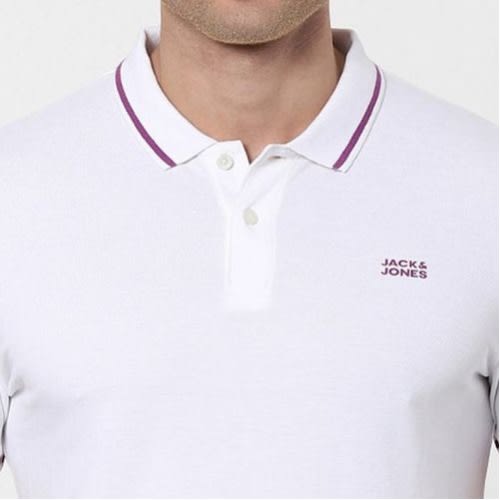 Men's Premium Contrast Tipping Polo Neck - White