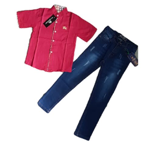 Wine Colour Shirt With Blue Jean Trouser