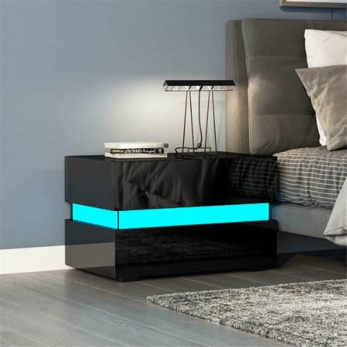 Modern Led Nightstand - Black