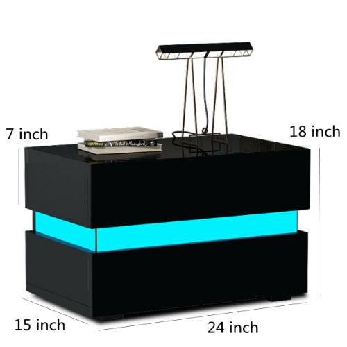 Modern Led Nightstand - Black