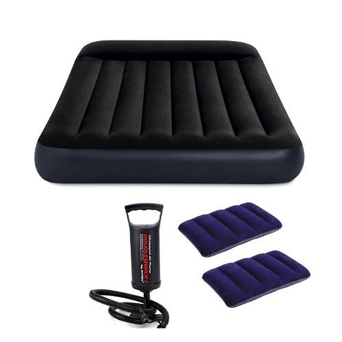 Inflatable 2-3 Person Pillow Raised Airbed With Pump + Two Pillows