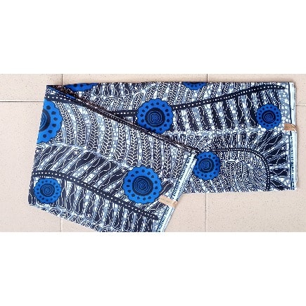 Hollantex Ankara With Blue Petals - 6yards