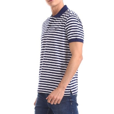 Navy Striped Polo