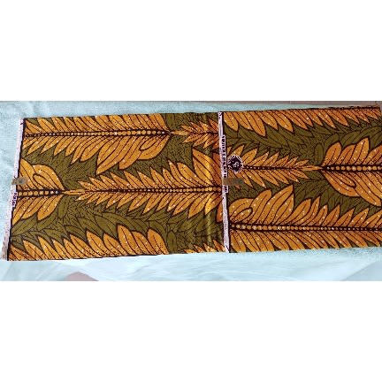 Green Ankara With Yellow Long Leaves -6yards