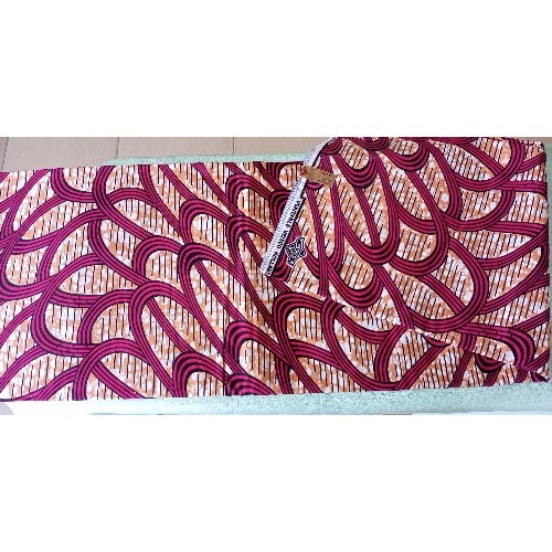 Non-bleeding Ankara Fabric With A Pink Thread Like Design- 6 Yards