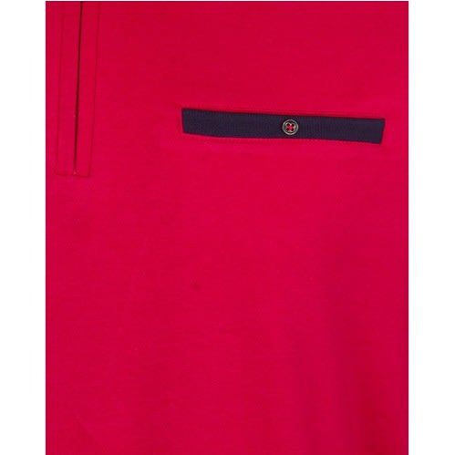Men's Pink-burnout Zipper Polo Top - Pink
