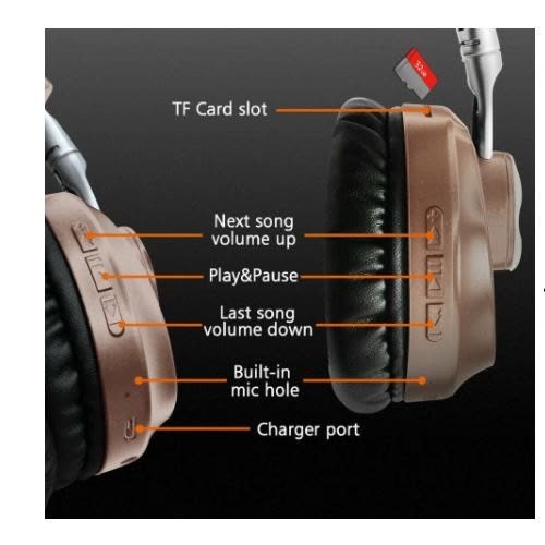 Vj083 Super Bass Bluetooth 5.0 Headset - Gold