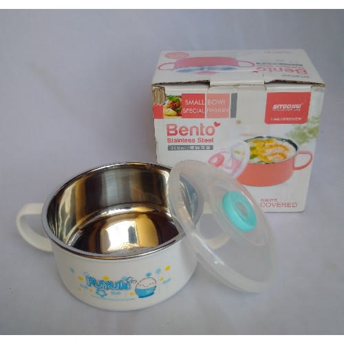 Stainless Steel Lunch Bowl With Lid - White - 300ml
