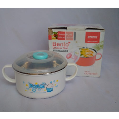 Stainless Steel Lunch Bowl With Lid - White - 300ml