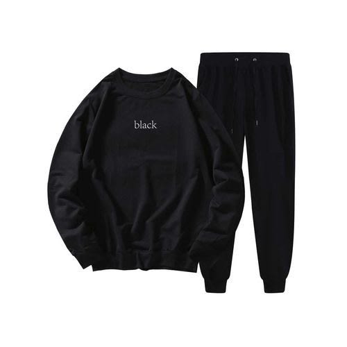 Unisex Inscriptions Sweatshirt And Jogger - Black