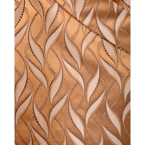 Wrap Around Patterned Men's Waistcoat With Lapel- Brown & Gold - MWC-2812