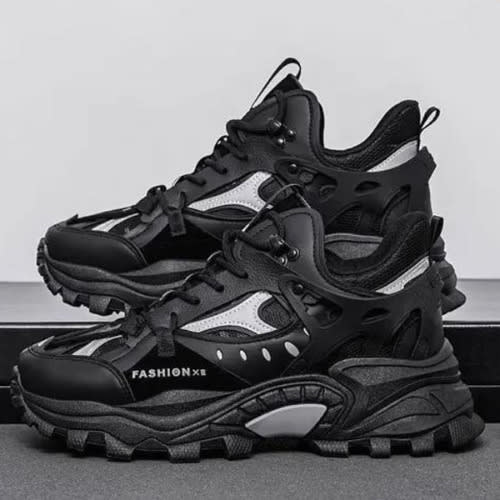 Hi Top Lace Up Sneakers - Black