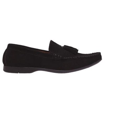 Men's Suede Loafers With Bell - Black