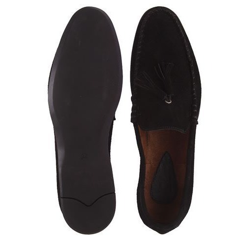 Men's Suede Loafers With Bell - Black
