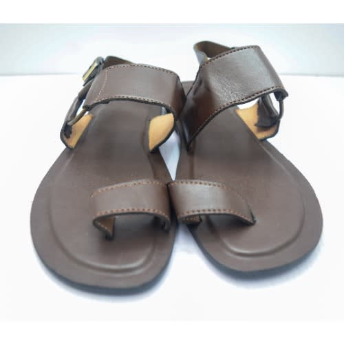 Men's Cross Pattern Sandals With Buckle - Brown