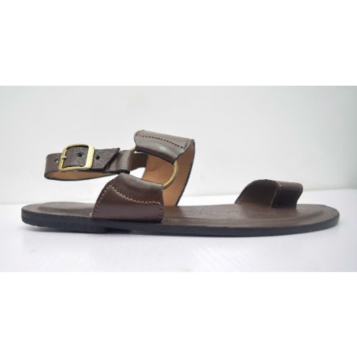 Men's Cross Pattern Sandals With Buckle - Brown