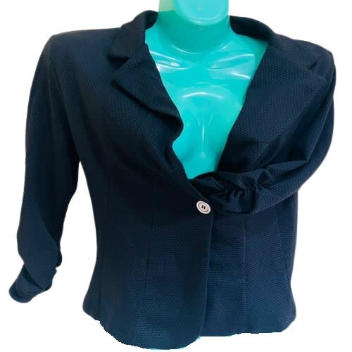 Blazer With Long Rouched Sleeves - Black