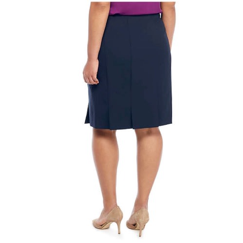 Plus Size Box Pleat Pencil Skirt - Blue