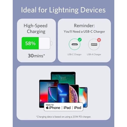 Powerline Iii Flow USB-C To Lightning Cable - Purple – 6Ft