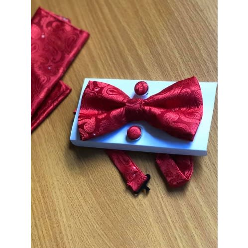 Patterned Luxury Red Bow Tie