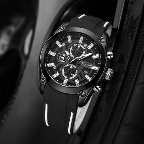 Chronograph Men Quartz Wristwatch - Black