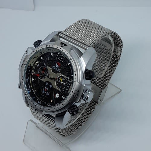 Time Leader Stainless Steel Chronograph Watch - Silver