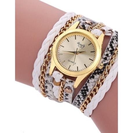 Women's Leather Bracelet Strap Watch