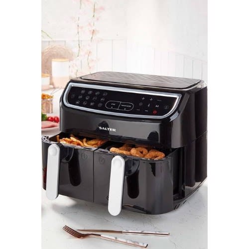 Dual Hot Large Air Fryer - Double Basket & Timer Family Cooking - 8.2 L